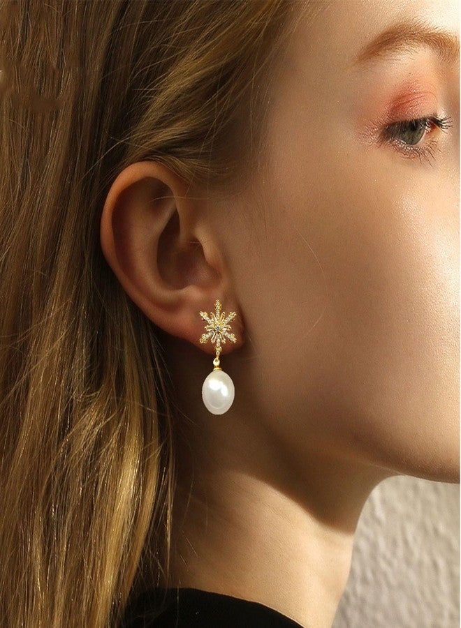 GLMOCM Crystal Snowflake Earrings for Women Gold Snowflake Earrings Sparkly Christmas Holiday Earrings for Women Christmas Jewelry - Image 3